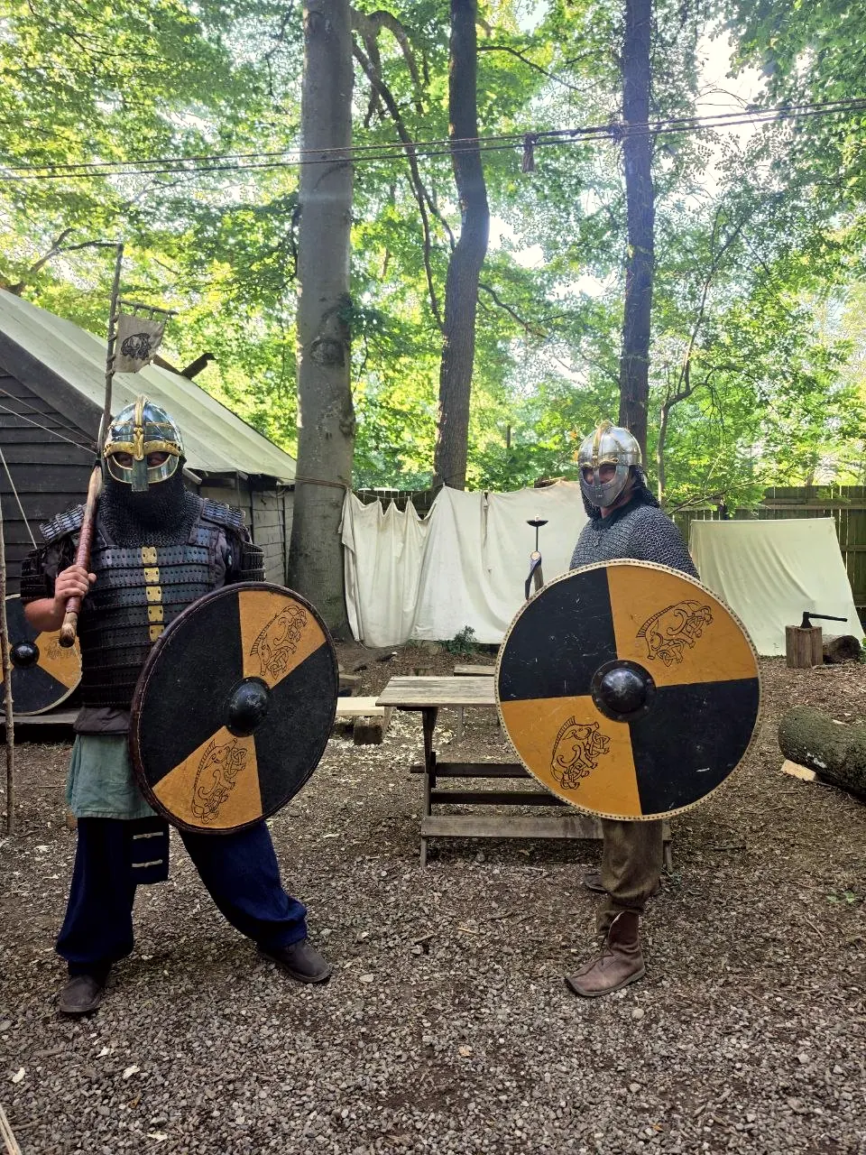 Kämpfer in Rüstung mit Schild